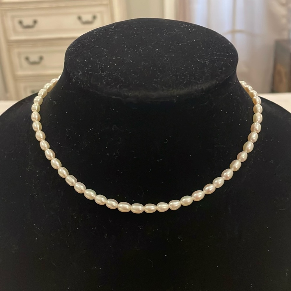 Vintage Authentic Freshwater Pearl Choker Collar Statement Necklace